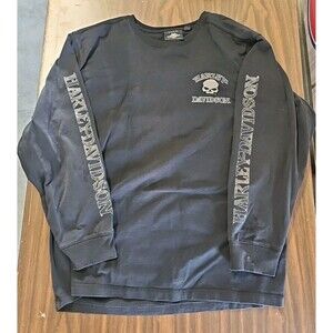 Harley-Davidson Men's Willie G Skull Long Sleeve Tee, Black 100% Cotton Heavy 3X